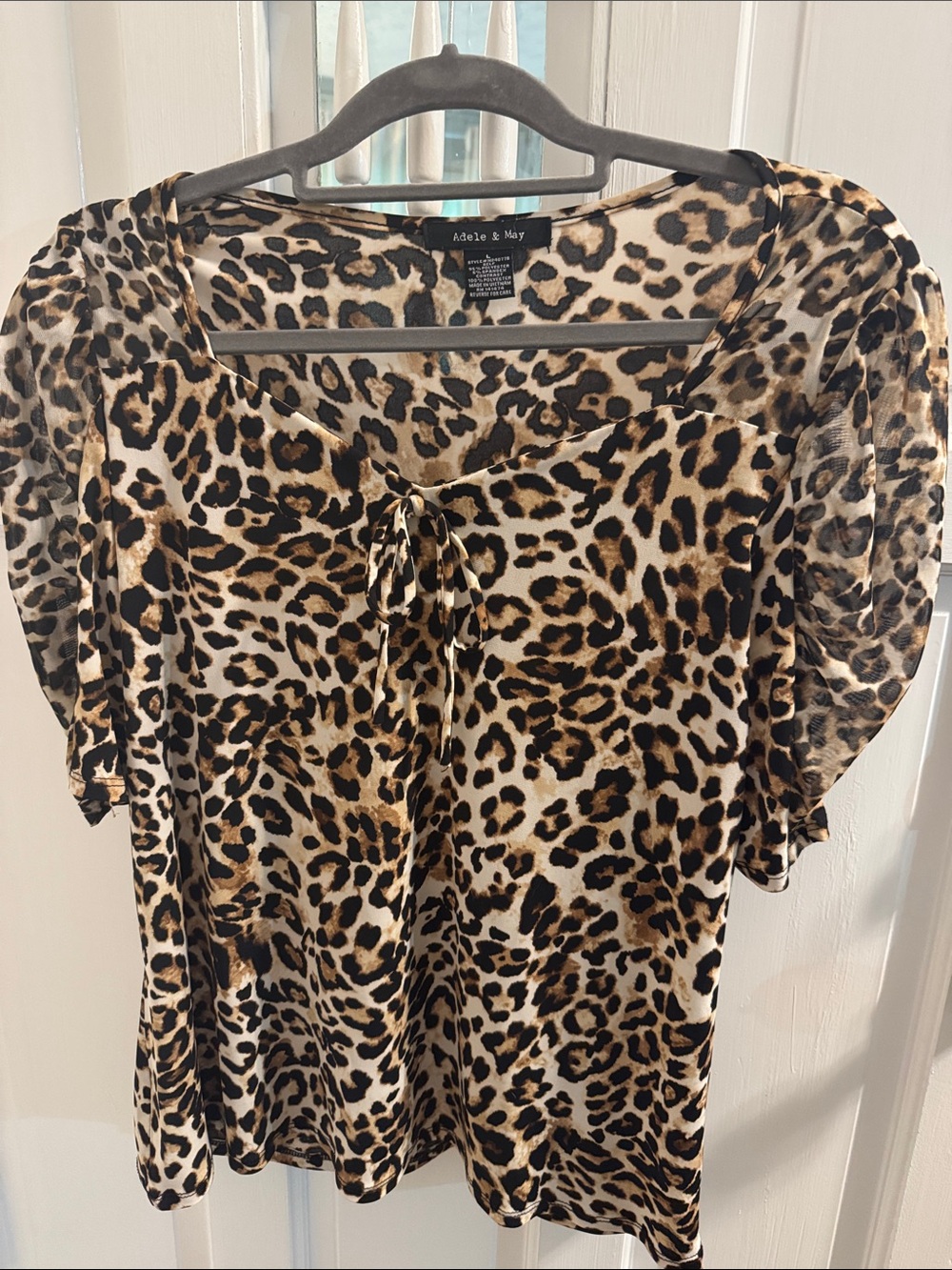 Adele & May Leopard Print Tie-Front Blouse - Brown/Black